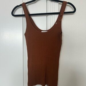 Sandro Brown Fitted Sleeveless Tank Top